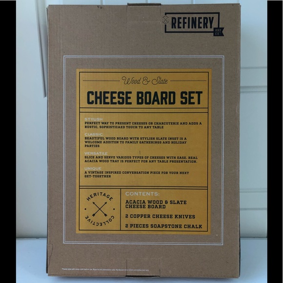 NEW Acacia Wood & Slate Cheese Charcuterie Board Serving Set - Picture 6 of 7